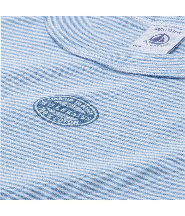 Pigiama corto bambino millerighe blu/bianco