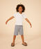 Bermuda bambino in tela di cotone a righe blu MEDIEVAL/bianco MARSHMALLOW
