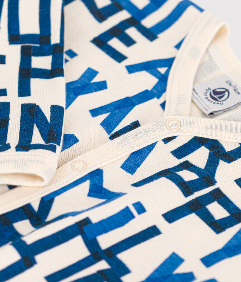 Pigiama beb&egrave; senza piedi in cotone bianco AVALANCHE/ MULTICO