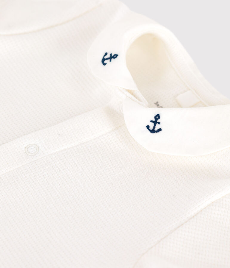 Tutina in cotone per neonati con colletto ricamato bianco MARSHMALLOW