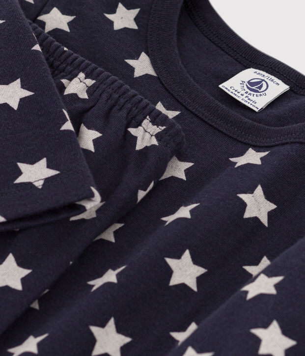 Pigiama bambino unisex in tubique a stelle blu/bianco