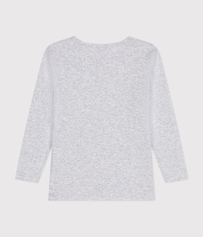 T-shirt bambina a maniche lunghe in cotone grigio
