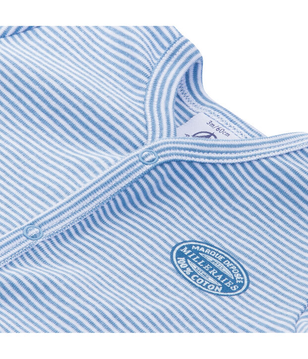 Tutina per beb&eacute; maschio senza piedini millerighe blu/bianco