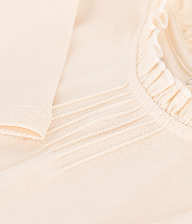 T-shirt maniche lunghe in cotone bambina ecru