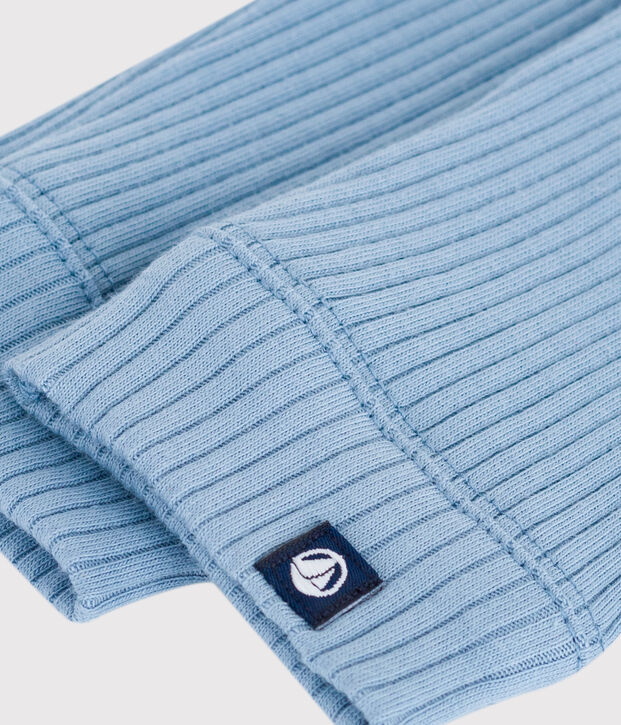 Leggings in cotone tinta unita neonato blu