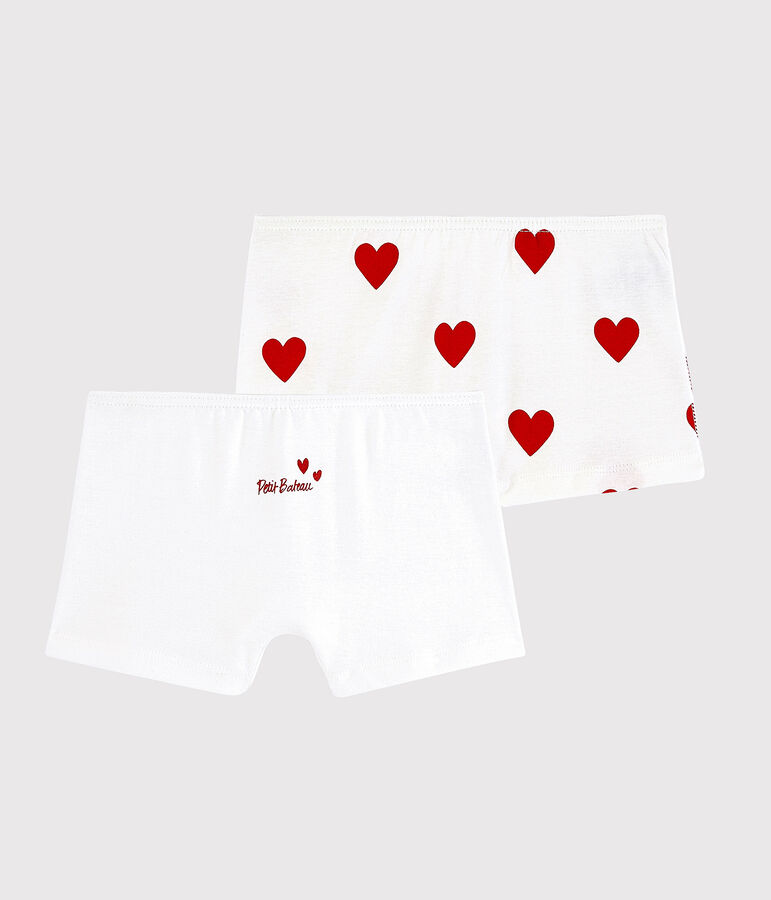 Confezione da 2 slip bambina in cotone motivo cuore multicolore