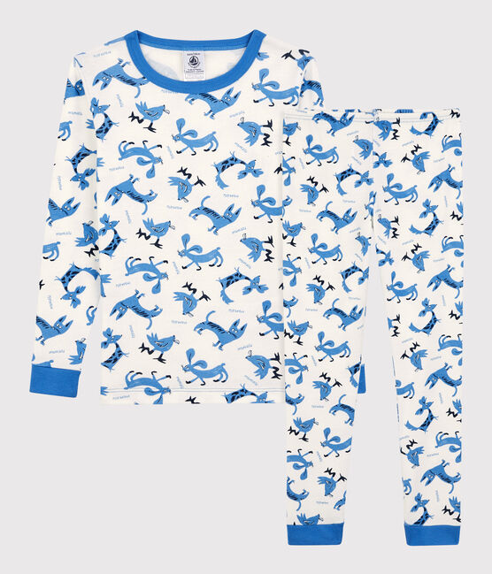 Pigiama snugfit animali bambino in cotone bianco MARSHMALLOW/bianco MULTICO