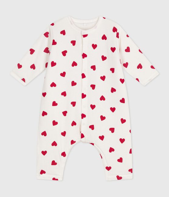Tutina imbottita in cotone con stampa a cuori neonata bianco MARSHMALLOW/rosso TERKUIT