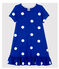Abito manica corta in cotone e lino bambina blu SURF/bianco MARSHMALLOW