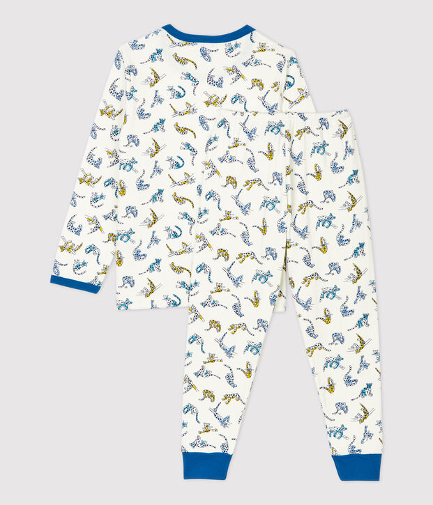 Pigiama bambino fantasia gattini in cotone biologico bianco/multicolore