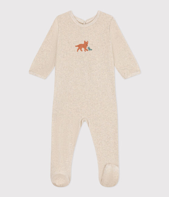 Pigiama neonato in ciniglia  beige MONTELIMAR CHINE