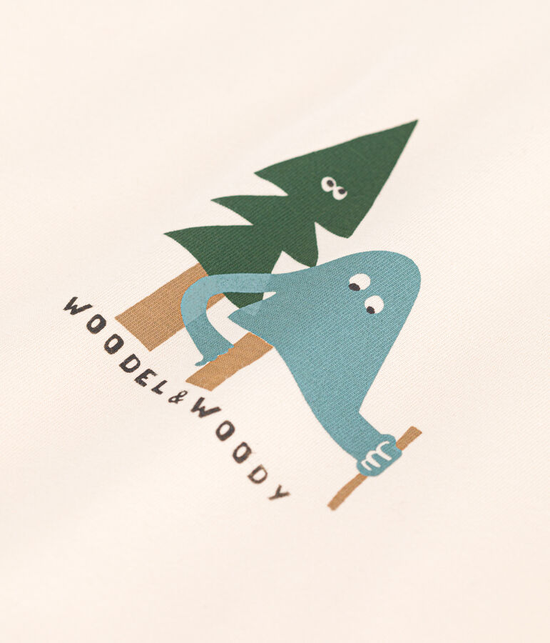 T-shirt a maniche corte in jersey sottile neonato ecru/verde