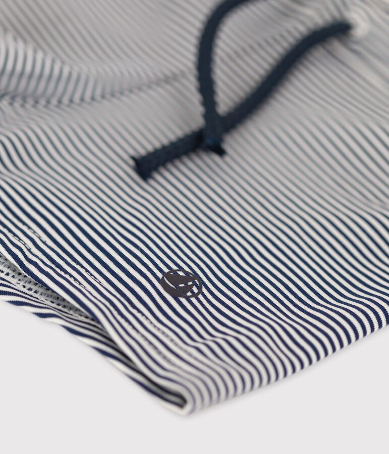 Shorts mare in materiale riciclato per beb&egrave; blu/bianco