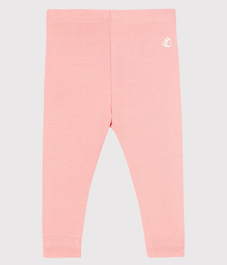 Leggings beb&egrave; femmina a costine 1x1 in tinta unita rosa CHEEK