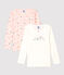 Confezione da 2 t-shirt bambina maniche lunghe a cuori in cotone variante 1