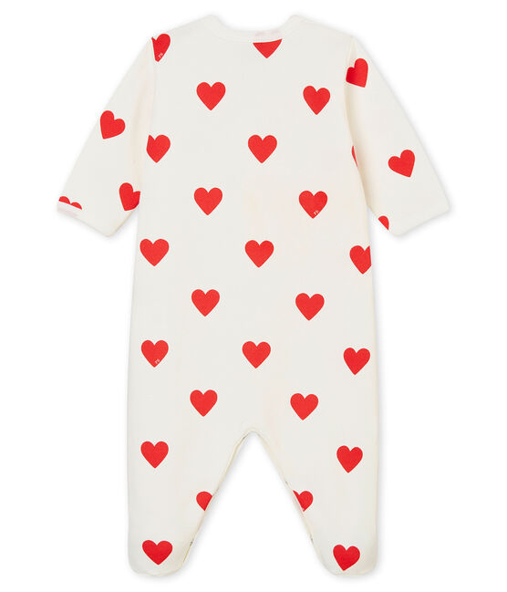 Tutina bebé femmina in molleton bianco MARSHMALLOW/rosso TERKUIT