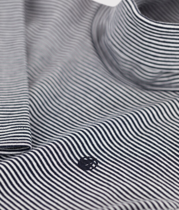 Dolcevita a righe in cotone bambino unisex blu/bianco