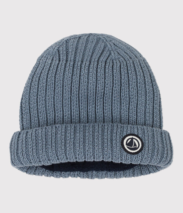 Berretto in maglia bambino foderato in pile riciclato blu
