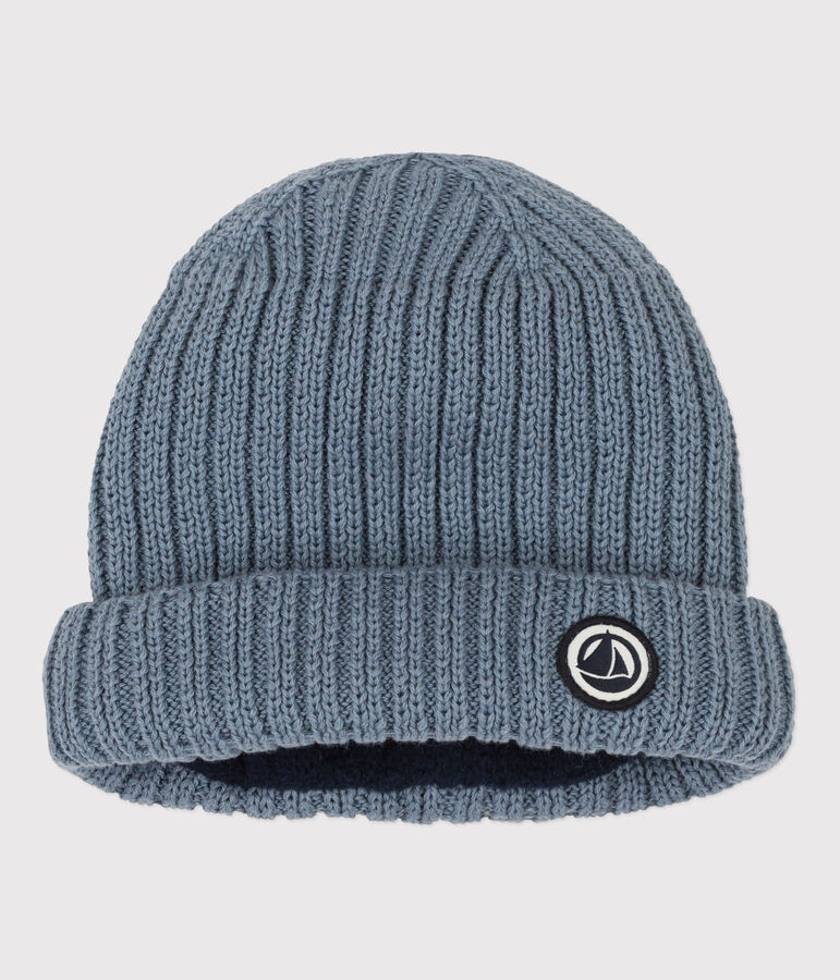 Berretto in maglia bambino foderato in pile riciclato blu ROVER