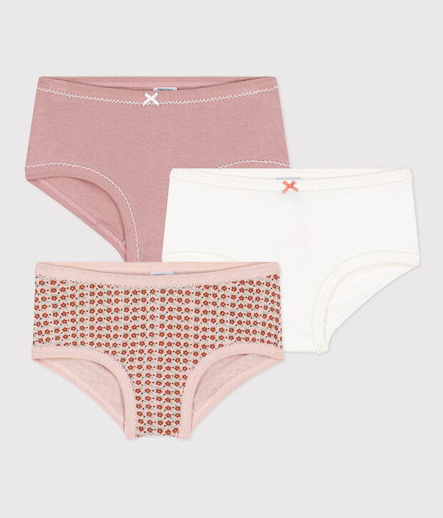 Confezione da 3 slip in cotone bambina motivo fiore multicolore