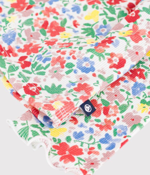 Cardigan in cotone con stampa a fiori neonata bianco/multicolore