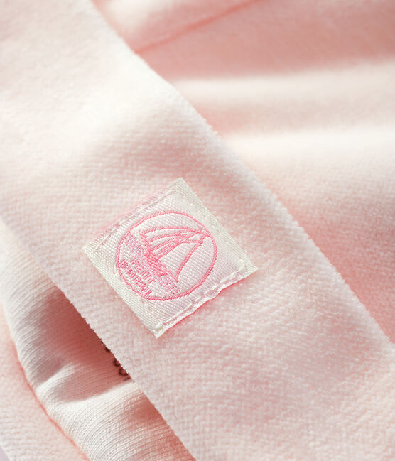 Cuffietta nascita bebè in ciniglia rosa FLEUR