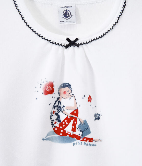 Pigiama bambina in ciniglia blu SMOKING/bianco ECUME