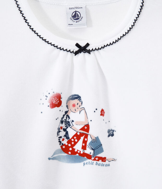 Pigiama bambina in ciniglia blu/bianco