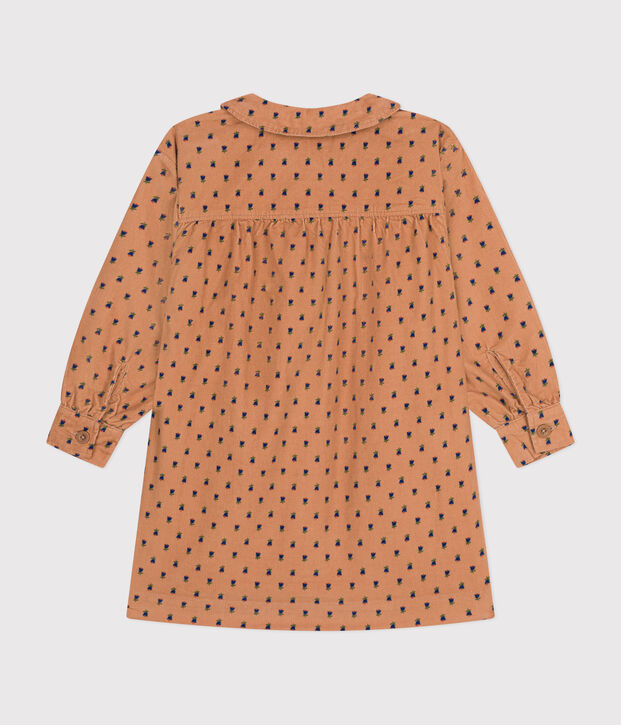 Abito maniche lunghe in velluto a fiori bambina rosa/multicolore