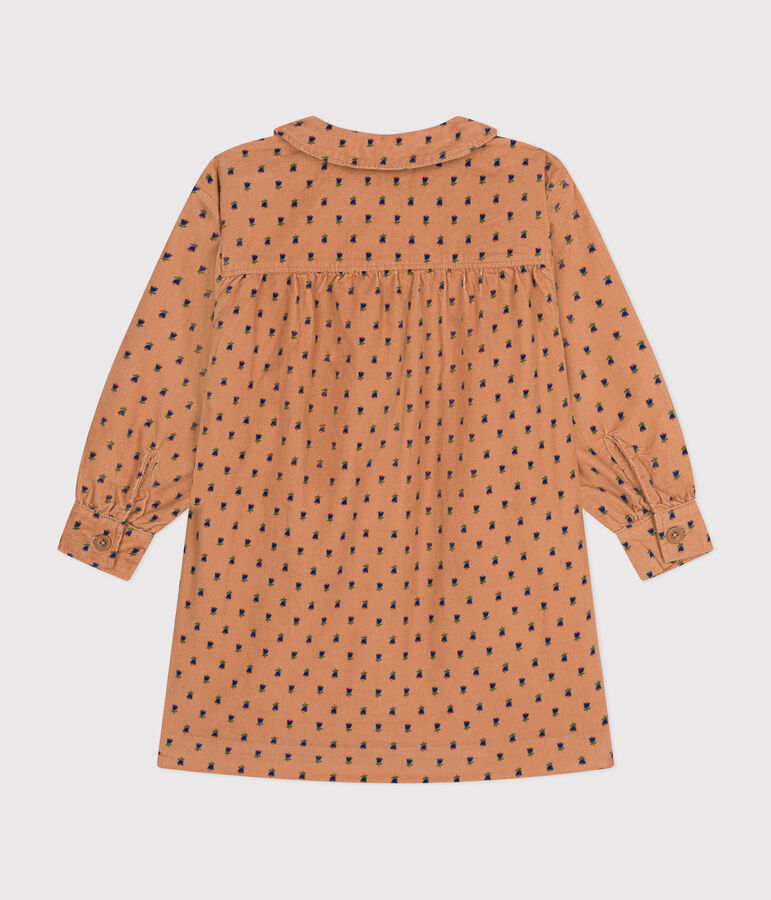 Abito maniche lunghe in velluto a fiori bambina rosa/multicolore