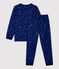 Pigiama jacquard bambina/bambino fantasia fiocchi di neve in lana e cotone blu MEDIEVAL/bianco MARSHMALLOW