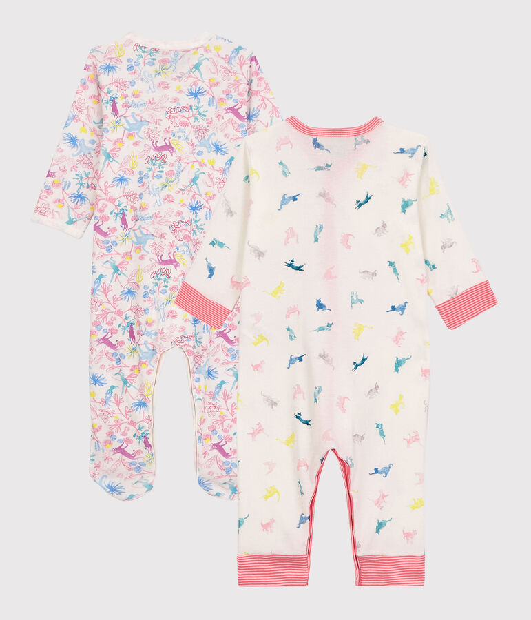 Confezione da 2 tutine pigiama beb&egrave; femmina in cotone multicolore