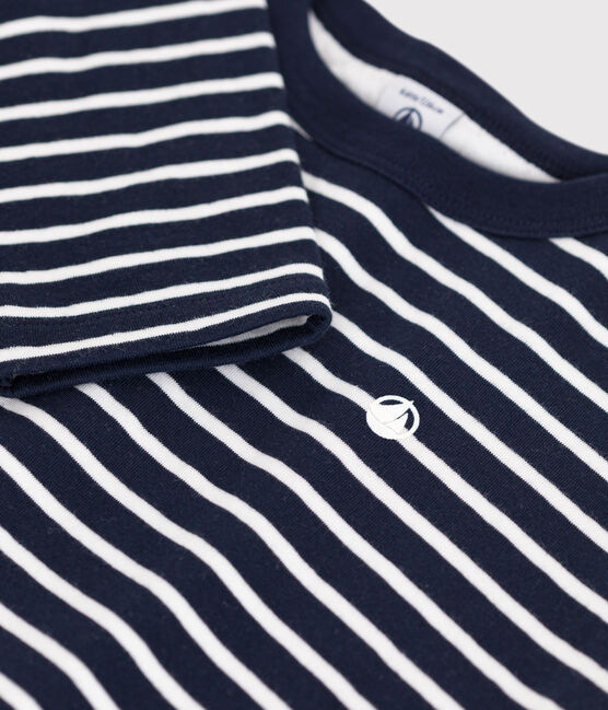 T-shirt a maniche lunghe in tubique bambino blu SMOKING/bianco MARSHMALLOW