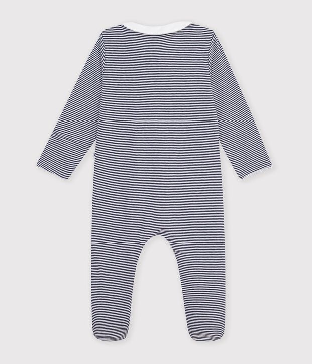 Pigiama in cotone con stampa a righe neonato blu/bianco