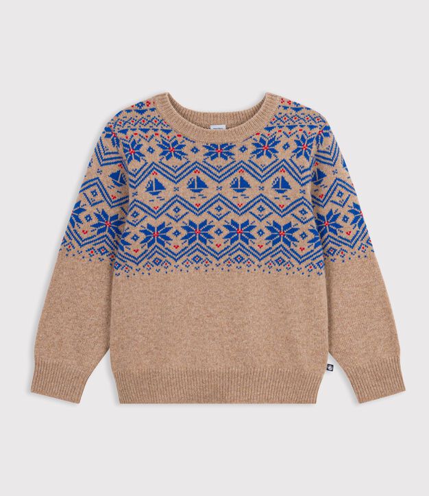 Pullover in misto lana e cotone jaquard bambino multicolore/multicolore