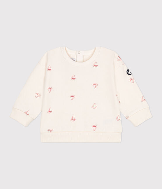 Felpa in cotone con stampa di barche vintage neonato rosso MILK/ POMPEI