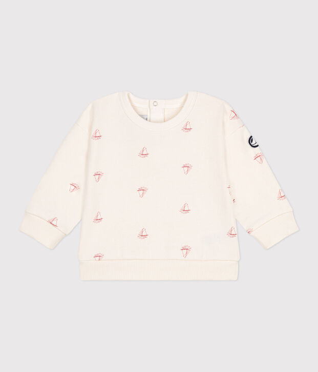 Felpa in cotone con stampa di barche vintage neonato rosso/rosso