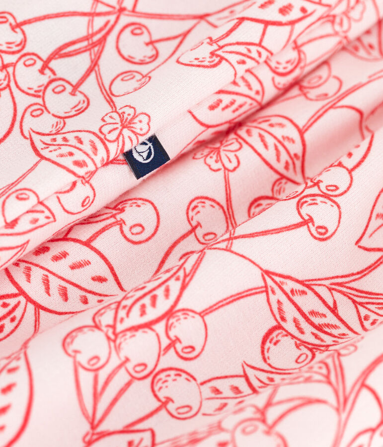 Tutina corta senza maniche in cotone con stampa di ciliegie rosa neonato rosa/rosso