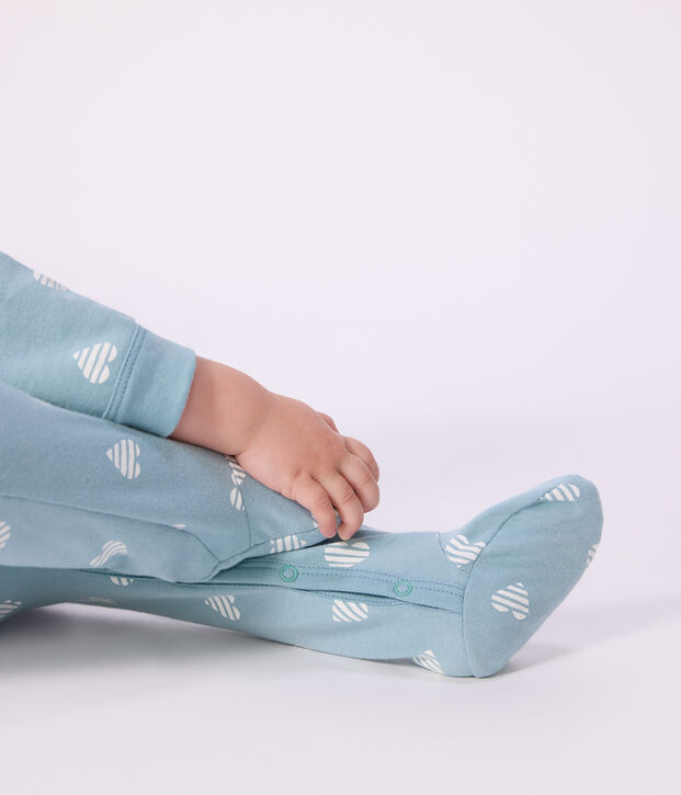 Pigiama in tessuto felpato spazzolato con stampa a cuori neonato blu/bianco