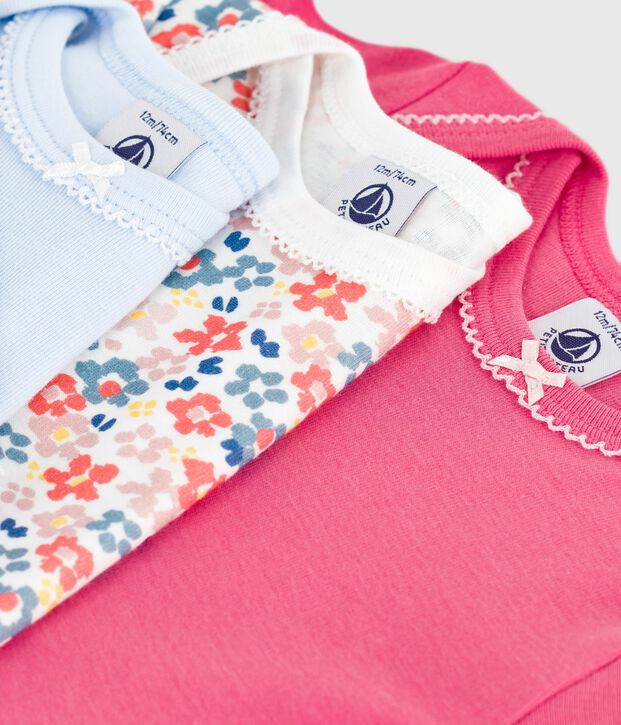 Set di body a maniche lunghe in cotone con stampa a fiori neonato multicolore