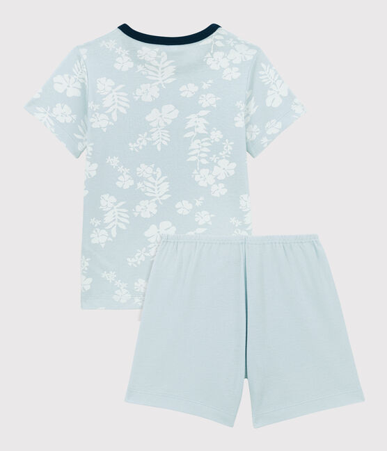 Pigiama corto Hawai blu bambino in cotone PLEINAIR/ MARSHMALLOW