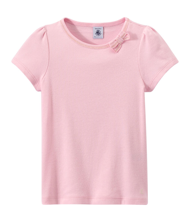 T-shirt bambina con fiocco rosa