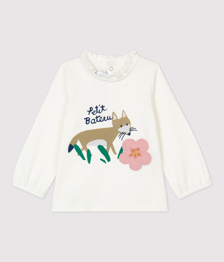 Blusa in cotone beb&egrave;. bianco MARSHMALLOW