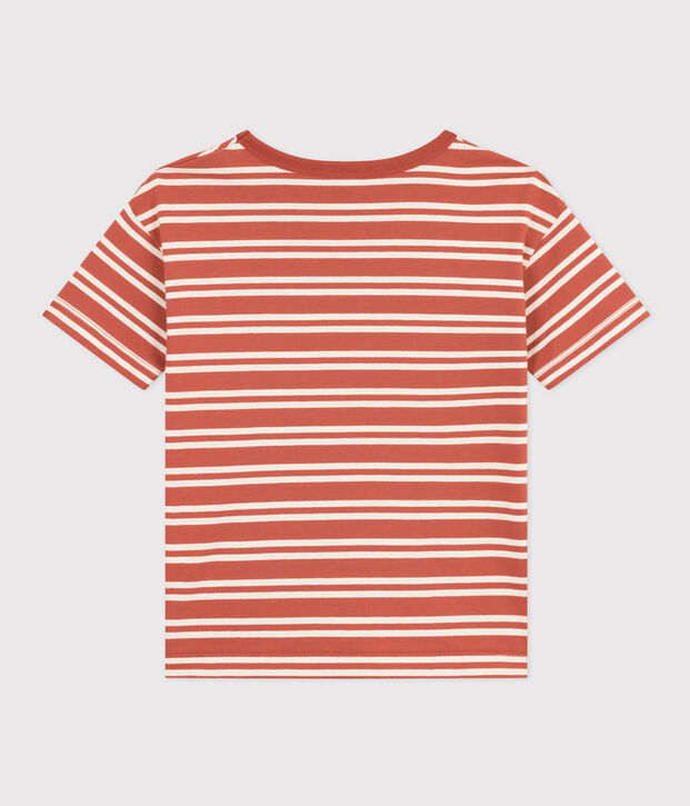 T-shirt a righe in jersey bambino marrone/ecru