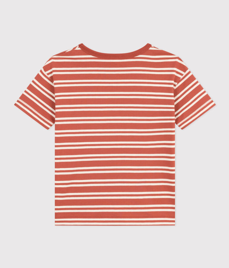 T-shirt a righe in jersey bambino marrone/ecru