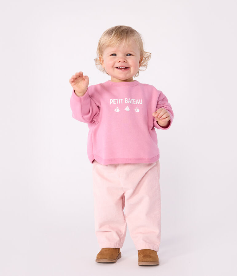 Felpa in cotone con motivo vintage Petit Bateau neonata rosa