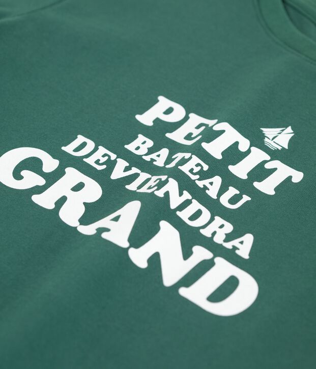 T-shirt a maniche corte con stampa bambino verde