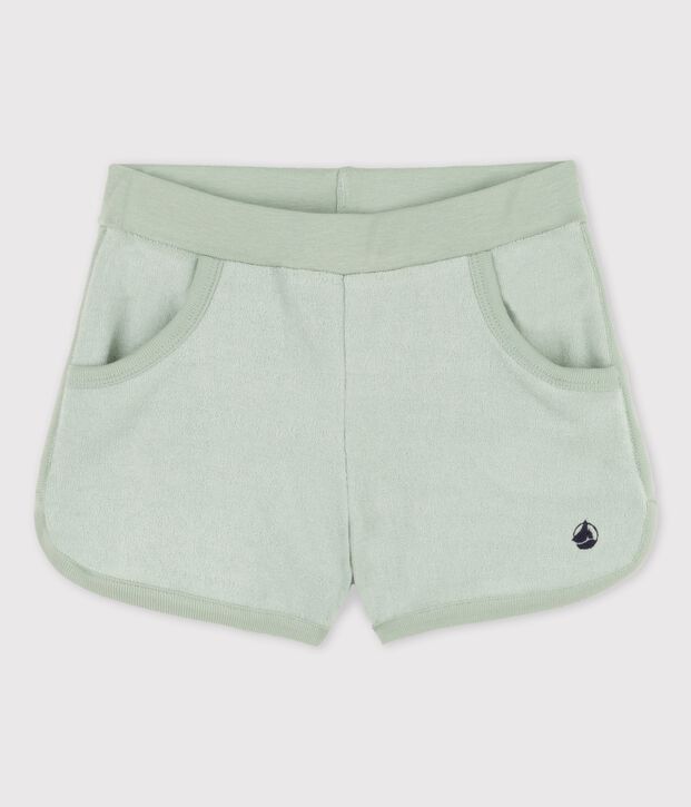 Shorts in spugna bouclette bambina verde