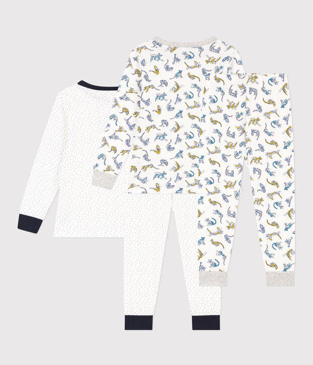 Confezione da 2 pigiami bambino unisex in cotone motivo stelle e felini multicolore