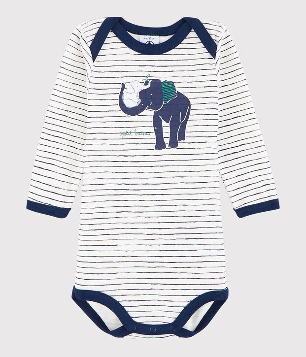 Body manica lunga beb&egrave; unisex bianco/blu